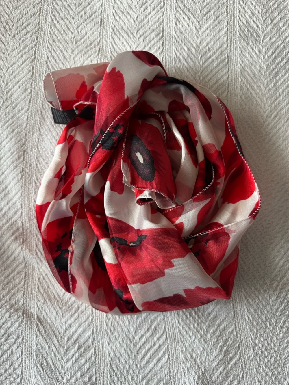 Beautiful Poppy Scarf Silk Feel 60” x 13”